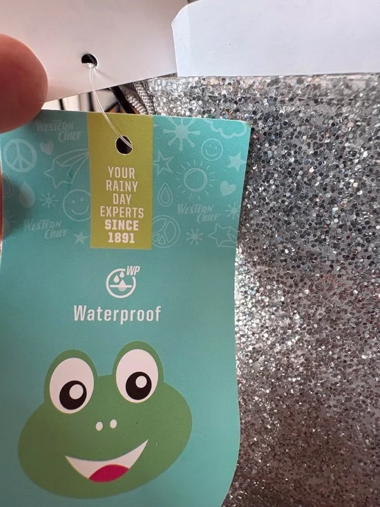 Western Chief Rain Boots Combat Toddler Size 5 Silver Glitter - Picture 5 of 7